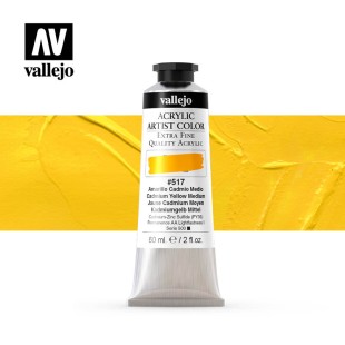 Акрил Vallejo "Artist color" #517 Cadmium Yellow Medium/ Кадмий Желтый средний (60мл)