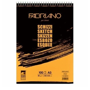 Альбом для эскизов на спирали Fabriano "Schizzi" А3, 100л, 90гр/м², мелкозернистая (56629742)