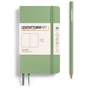 Блокнот без линовки Leuchtturm1917 "Pocket" A6, 61л, 80гр/м² ,мягкая обложка,Зеленый Шалфей
