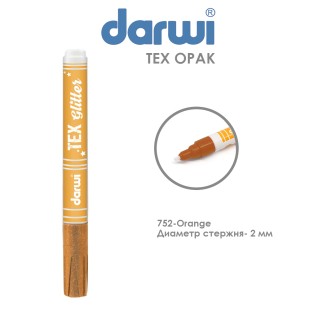 Маркер по текстилю Darwi "Tex Glitter" 2 мм, №752 Оранжевый
