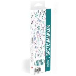 Набор капиллярных ручек Sketchmarker "Artist fine pen" 6 цветов, Dark colors
