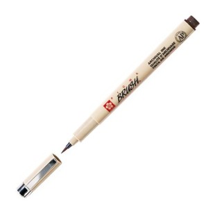 Ручка-кисточка капиллярная Sakura "Pigma Brush" Сепия темный