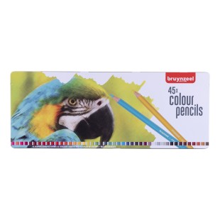Набор цветных карандашей Bruynzeel "Попугаи" 45 цветов в металлической коробке